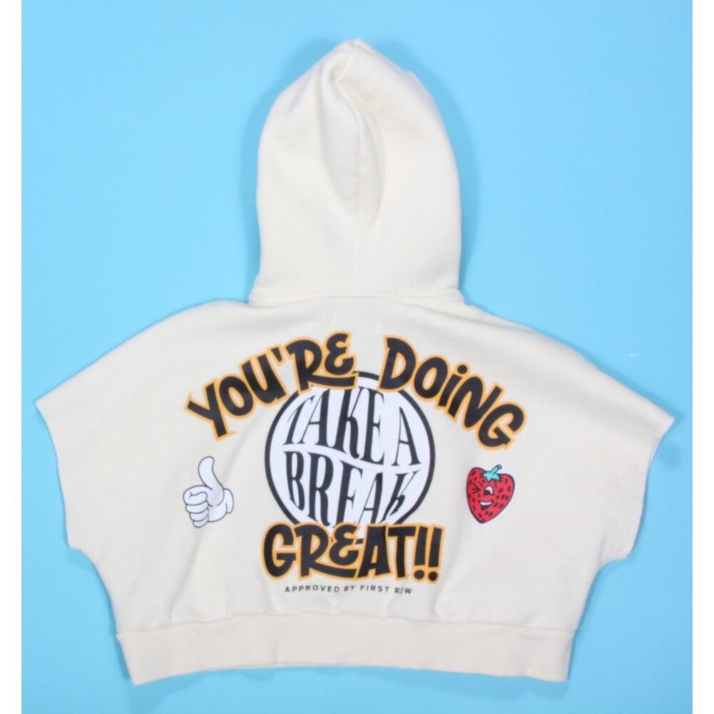 First Row Crop Hoodie "You're Doing Great" Men's size M patch sleeveless - 830